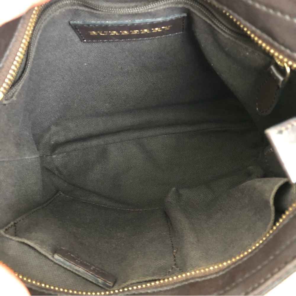 Auth Burberry Check and brown leather crossbody bag - Picture 7 of 17
